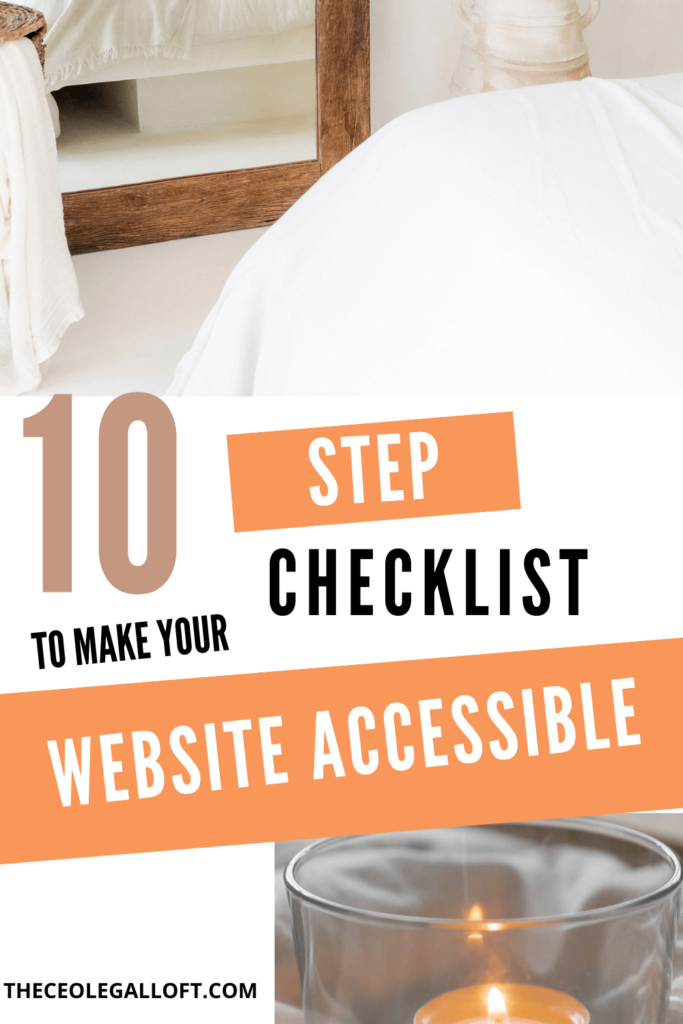 pin for blog with text 10 steps checklist to make your website accessible